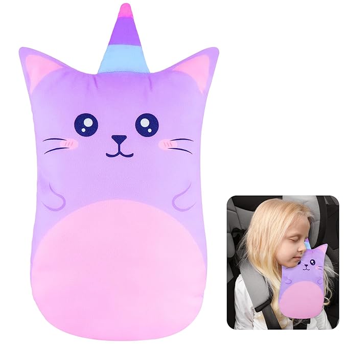 FIODAY Seatbelt Covers for Kids Car Seat Strap Pads Seat Belt Pillow Adjust Seat Belt Covers Seatbelt Cushion for Toddler Baby Boys Girls Travel Head Neck Shoulder Support,Purple
