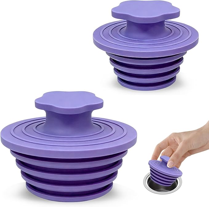 Bathtub Drain Stopper - 2 Pack Universal Shower Drain Cover & Sink Strainer, Tub Stopper Bathtub Drain for Bathroom, Tub, and Shower Drain - Easy Install Shower Drain (Purple)