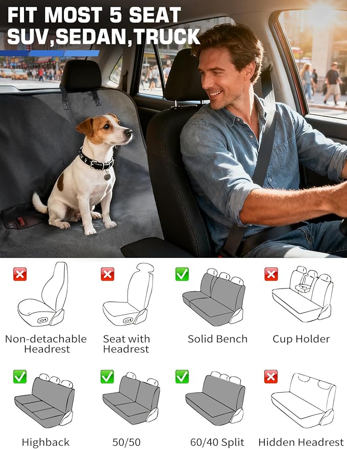 TESFEEL Terry Cloth Car Seat Cover - Waterproof Sweat Proof Towel Seat Protector, Washable Absorbent Seat Towel for Gym/Beach/After Workout, Reusable Part Seat Drape for Cars/Trucks Auto Accessories
