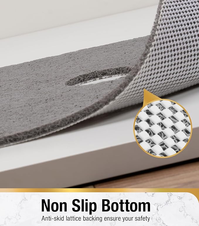 HITSLAM Shower Mat, 32 x 24 Inch Non Slip Bath Mat for Tub, Soft PVC Loofah Bathtub Mats with Drain Holes, Quick Drying Bathroom Stall Floor Mat, Bathroom Accessories Without Suction Cup, Grey