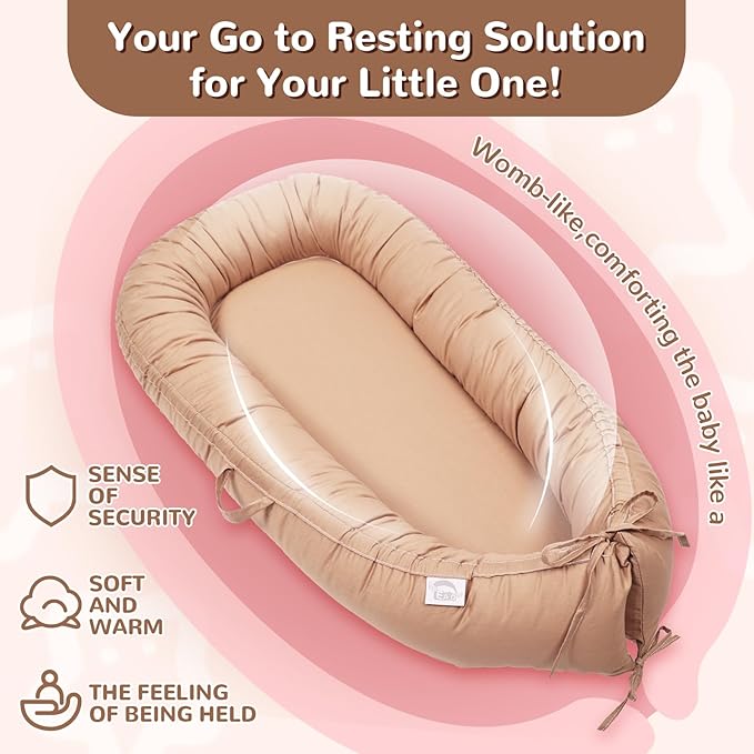 EAQ Baby Lounger, Infant Lounger for Newborn,Portable Baby Nest Cover Breathable & Soft, Newborn Essentials