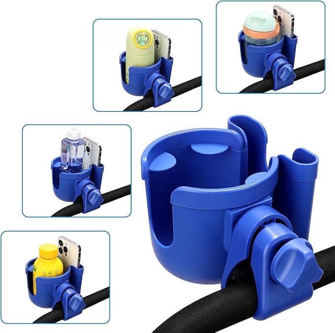 Accmor Stroller Cup Holder with Phone Holder, Bike Cup Holder, Universal Cup Holder for Uppababy Nuna Doona Strollers, 2-in-1 Cup Phone Holder for Walker Wheelchair Scooter Accessory