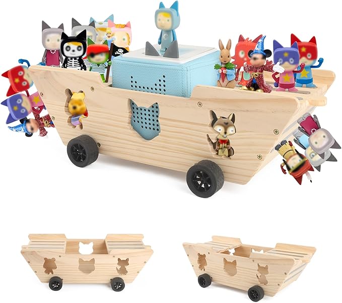 RZYLKA for Tonies Box Ship Organizer Storage Shelf, Magnetic Floating Shelves for Toniebox Generation 1/2 Player Tonies Figures Characters for Children, Display Collection 20~30 Characters