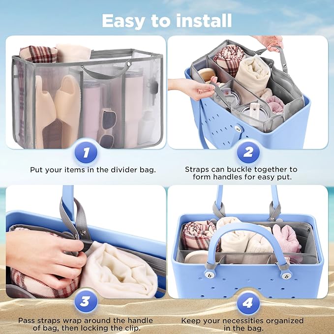OUTXE Beach Bag Organizer Compatible with X Large Bogg Bag Accessories Inserts, Lightweight Mesh Insert Divider Pouch for Original XL Bogg Bags, Beach Tote Bags Insert for Organizing