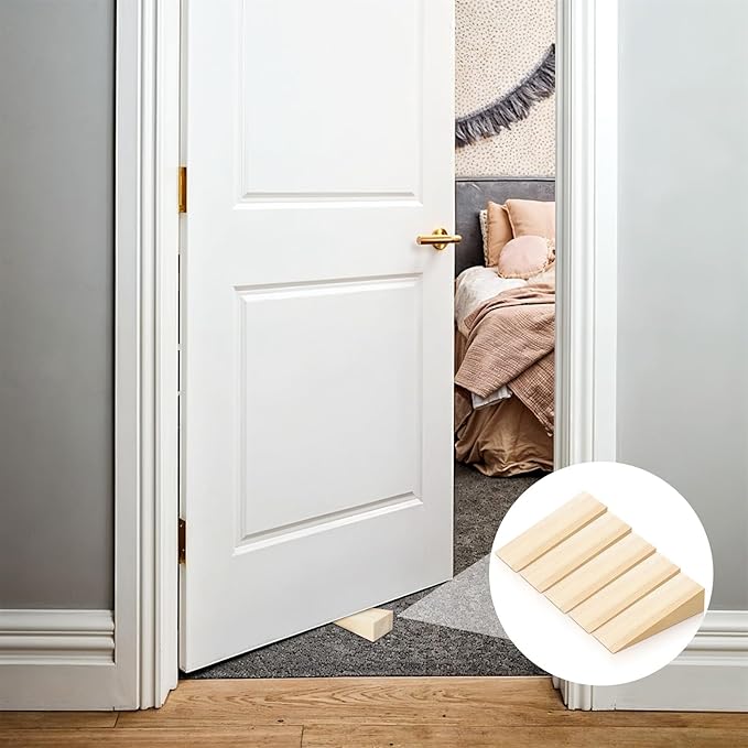 Wooden Door Stop Stopper Shims, 20 Pack Solid Non-Slip Doorstop Firefighter Wood Doors Stopper Wedge Triangle Wood Block Security Doors Stoppers for Bottom of Tile Concrete Carpet Wooden Floor
