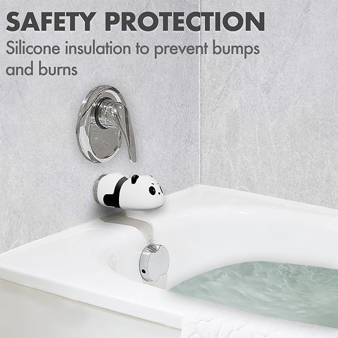 Baby Bathtub Faucet Cover, Bathtub Spout Cover Safety Guard for Kids, Shower Protector Toddler Bathroom Accessories Universal Fit, Cute and Soft Panda Faucet Covers for Bath Fun