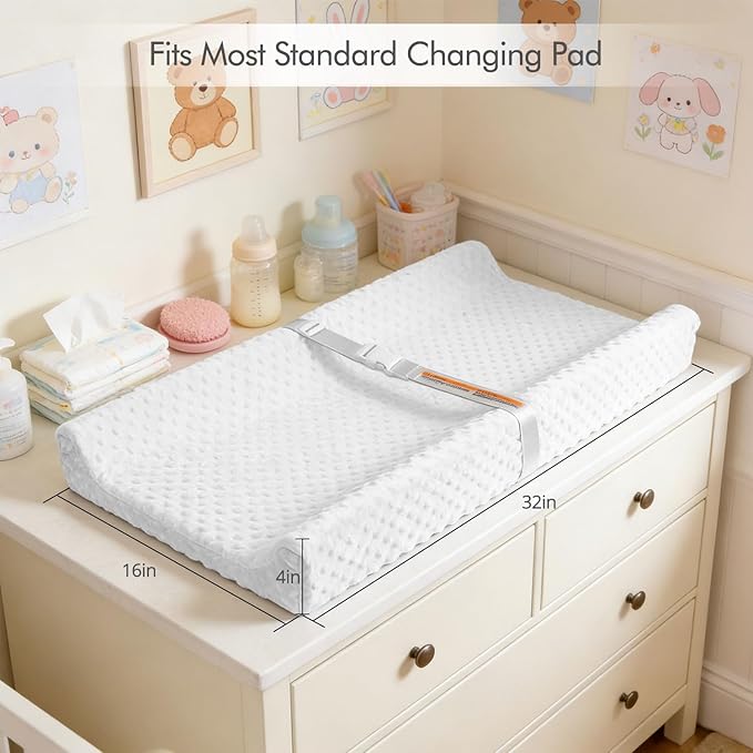 2 Pack Baby Changing Pad Covers, Super Soft Plush Dot Diaper Changing Table Covers Fit 32x16 Inch Changing Table Pad for Baby Boys & Girls