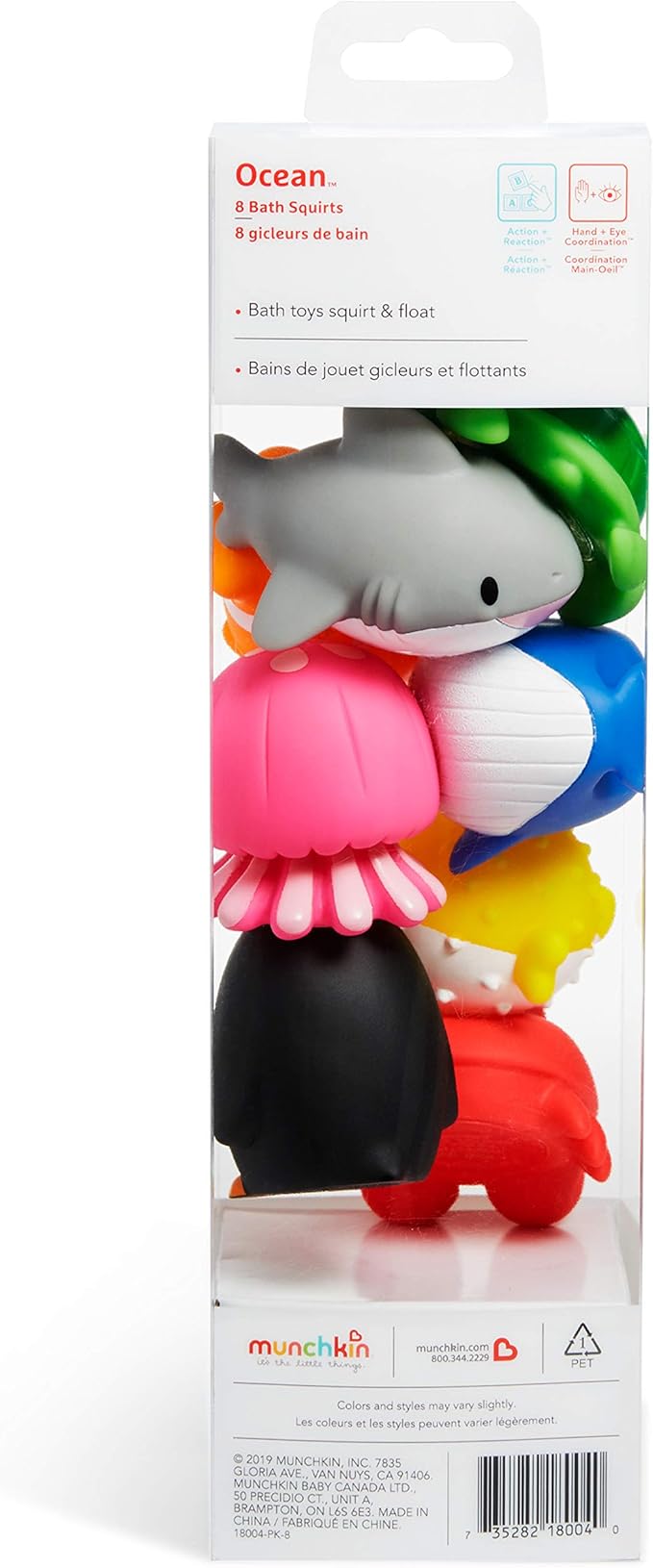 Munchkin Bath Toy Squirts, Ocean Sea Animal | 9 Months and Up | 16 Pack | For Babies and Toddlers