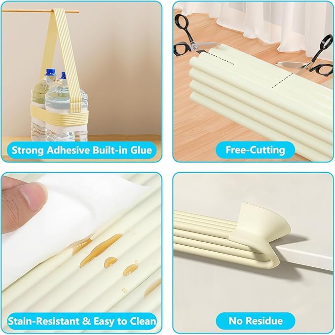Beige Foam Edge & Corner Protector Tape, 3 Rolls,0.35" Thick x 3.15" Wide x 6.56 FT, Strong Adhesive, Baby Proofing for Table Edge, Crib Edge, Sharp Furniture Edge Protection