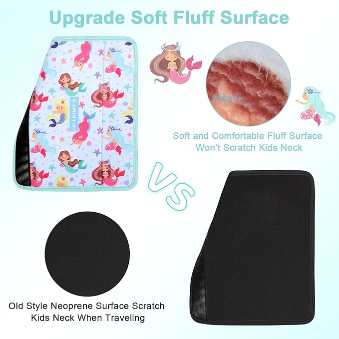 Amintiri Seat Strap Shoulder Pads for Kids, Seat Belt Cover for Children, Soft Furry Seat Belt Cushion for Travel, Cartoon Car Seat Belt Pad Cover for Boys and Girls.