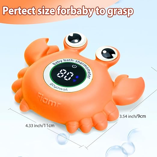 Baby Bath Thermometer, Bathtub Water Thermometer, Large Eyed Crab Toy Floating Water Temperature Gauge Baby Temperature Warning, LED Display Warning