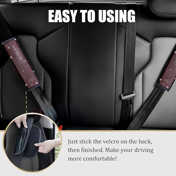 JDDRY Car Seat Belt Covers,Universal Car Seat Belt Pads Cover,Car Seat Belt Strap Cover Shoulder Pad,Bling Seat Belt Covers for Women,Car Interior Accessories(Red,2Pack)