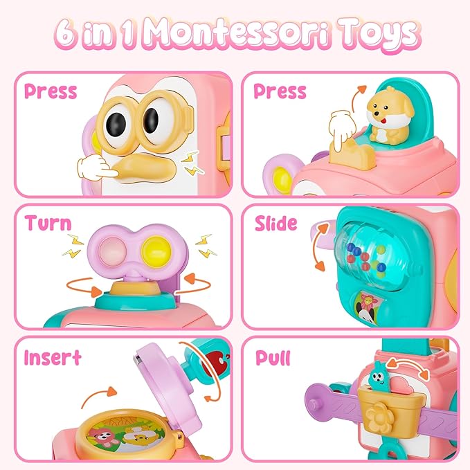 OSIMILY Montessori Toys for 1 Year Old Girl, Busy Board Cube for Girls,Baby Travel Sensory Toys for Toddlers 1-3, Fine Motor Skills Educational Toys, Birthday Gifts for 6 9 10 12 18 Girls