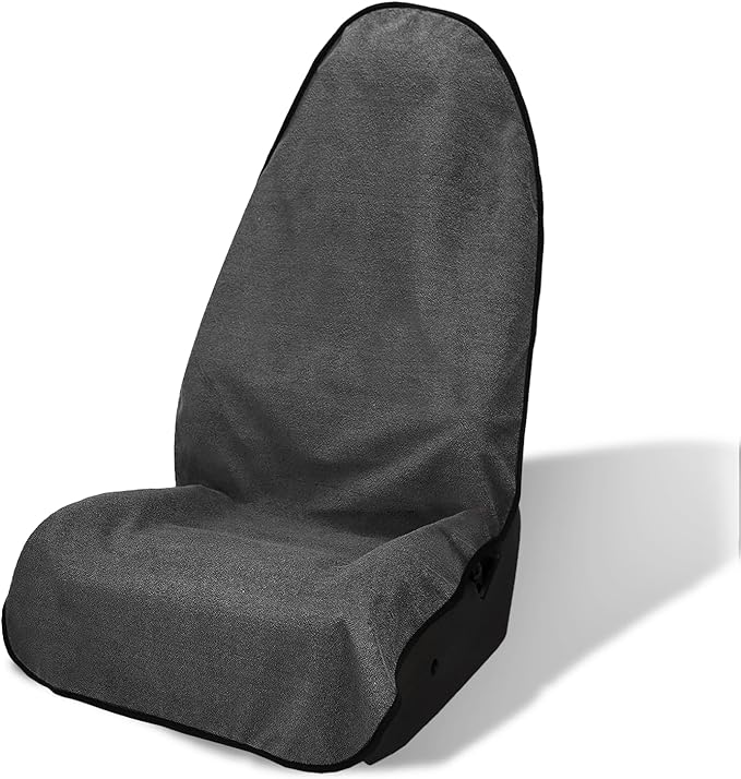 ZIMABLUE Terry Cloth seat Cover Universal Waterproof Car Sport Towel Seat Cushion Sweat-Absorbent Towel Cloth Suitable for All Seasons Waterproof Beach Seat Cover Washable-Grey