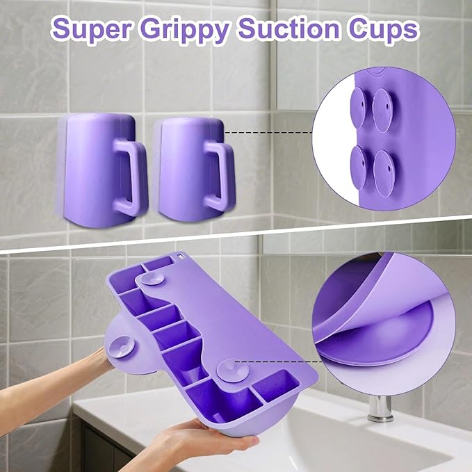 nestery Hair Washing Station for Kids, Silicone Portable Shampoo Bowl and Elderly with Rinse Cup & Scalp Massager, Hair Washing Basin for Sink or Bathtub at Home with Neck Support Purple