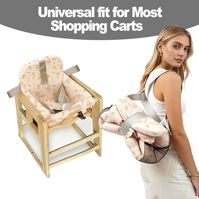 Shopping Cart Cover for Baby, High Chair Cover, Grocery Cart Cover, Cart Seat Cover for Baby, Shopping Cart Seat (Flower)
