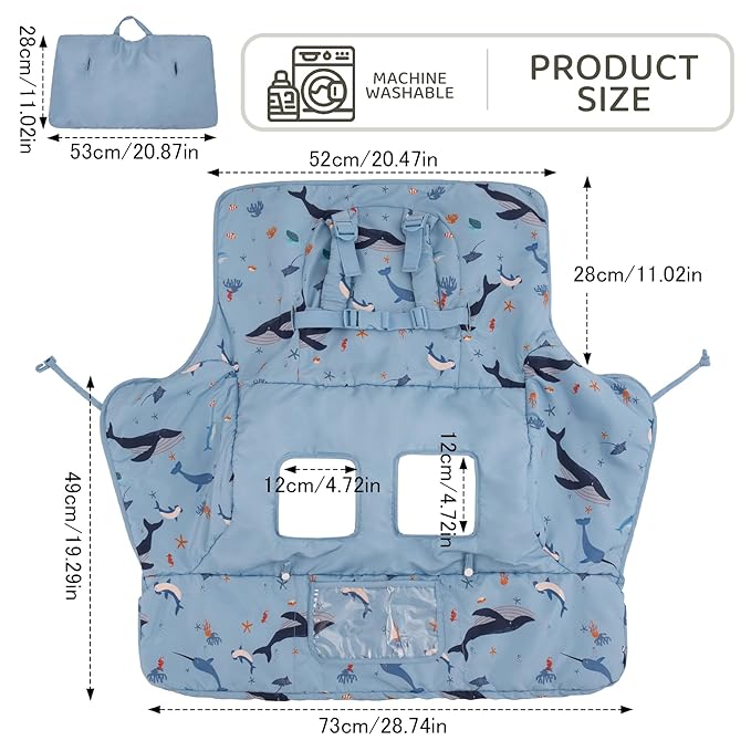 Shopping Cart Cover for Baby 2 in 1 High Chair Covers for Restaurant Comfortable Grocery Cart Seat Covers for Infant, Toddler Universal Suitable for Most Shopping Carts Machine Washable, SE Blue