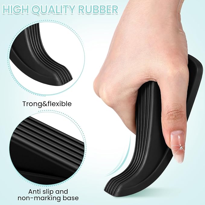 Frienda 60 Pcs Door Stoppers Bulk Rubber Stop Height up to 1.2 Inches Wedge Stopper for Heavy Duty Door Bottom Carpet Tile Concrete Wooden Floor (Black)