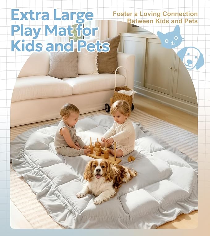 Mallify 5-in-1 Plush Baby Play Gym, Baby Play Mat, Convertible Baby Gym with Blanket and 6 Toys, Tummy time mat, Baby Activity Center from Newborn to Toddler, Baby Gym, Baby Newborn Essentials, Grey