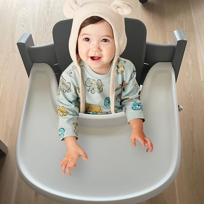 Baby High Chair Tray Compatible with Stokke Tripp Trapp Chair (V2 and Beyond) with Smooth Surface and Strong Suction Power Made of Food-Safe Plastic (BPA BPS BPF Lead Phthalate Free) - White