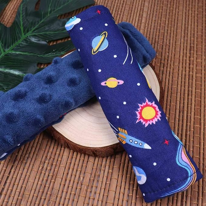 DILIMI Space Carseat Belt Cover for Baby Soft Comfort Seat Belt Cushion for Kids Cute Cartoon Pattern Car Seat Belt Pads Cover (2 Packs)
