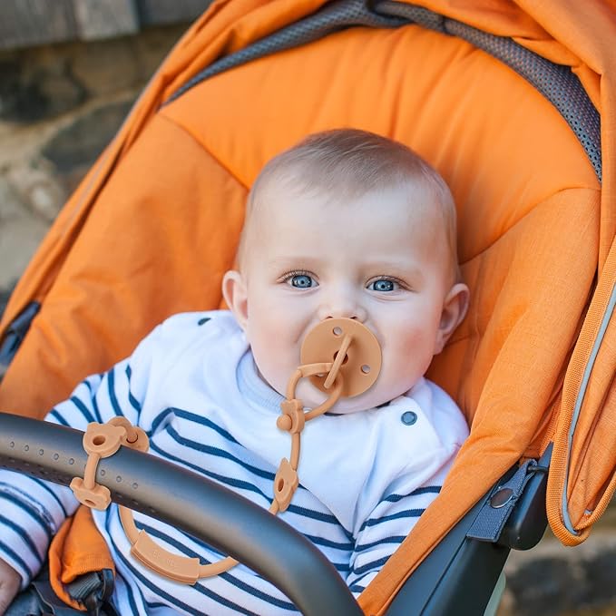 4 Pack Toy Safety Straps, Stretchable Silicone Pacifier Chains, Adjustable Baby Bottle Toy Teethers Harness Strollers Straps for High Chair, Hanging Baskets, Cribs, Car Seat, Shopping Trolley