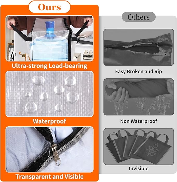 8 Pack Clear Storage Bags for Comforter, Clothes & Bedding, Plastic Blanket Storage with Zipper and Handle, Moving Bags, Closet Organizer and Under-Bed Storage (40L)