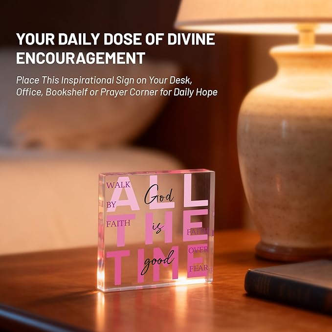 Christian Gifts for Women Faith, Pink Christian Acrylic Decor, Jesus Religious Gifts for Women, Inspirational Spiritual Christmas for Mom, Friend, Sister, Catholic