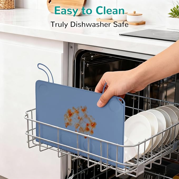 DZDOV Silicone Placemat for Baby Self-Eating: Dishwasher Safe & Non-Slip for Dining Table - Table Mat for Baby 8-18 Months