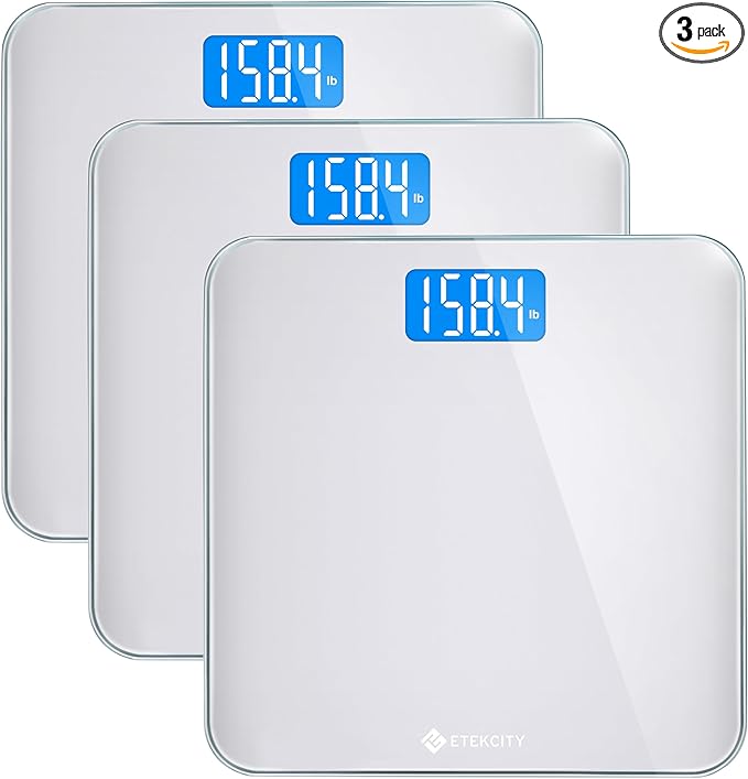 Etekcity Scale for Body Weight, Digital Bathroom Weighing Machine for People, Large and Easy-to-Read Backlight Display, Accurate with High Precision Measurements, Durable Tempered Glass, 400 lbs