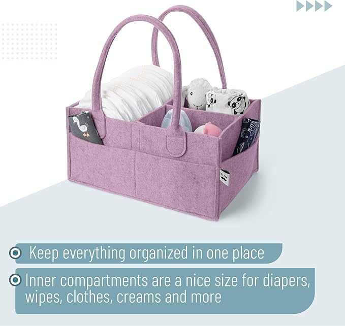 Mr. Pen- Baby Diaper Caddy Organizer, Orchid Mist, Baby Caddy Organizer with Handle, Compact Size, Collapsible & Portable