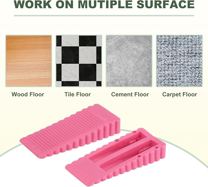 uxcell 4 Pcs Door Stoppers for Bottom of Door, 15mm/0.59 Inch Door Stops, Rubber Door Stopper Wedge Anti Slip, Window Stopper Door Stackable, Pink