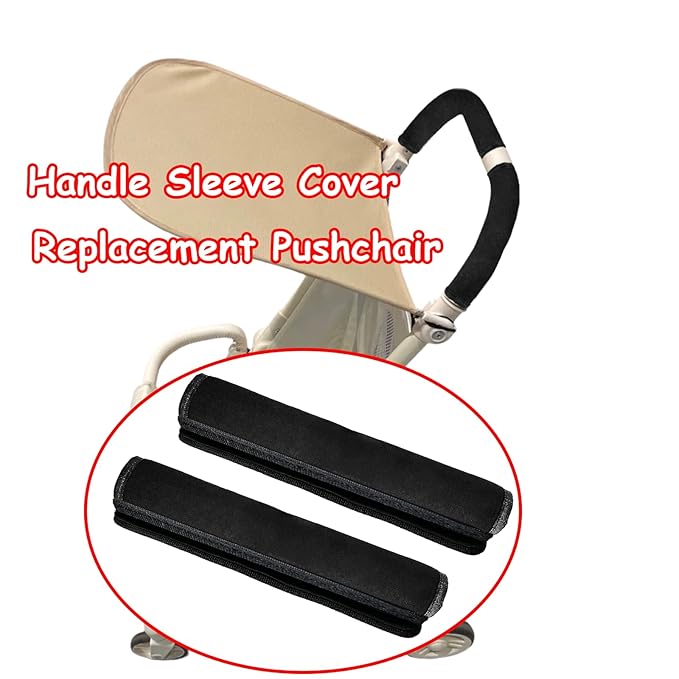 2 Pack 10.82×5.51in Armrest Handle Cover,Universal Handle Sleeve Cover Replacement Pushchair Handle Cover Accessory Elastic Dust Proof Protector Sleeve for Pushchair Pram(Black)