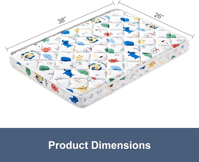 Pack and Play Mattress - 38" x 26"- Premium Cotton Fabric Safety Reinforced Play Yard Mattress - Fits for Graco & Baby Trend & Pamo Babe Playard, Firm Support and Comfort Foam