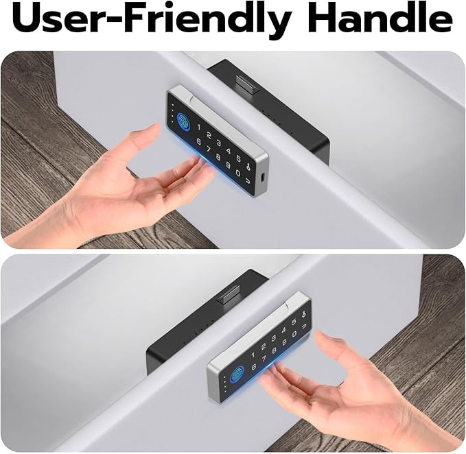 Smart Cabinet Lock with Fingerprint and Passcode eLinkSmart RFID NFC Child Safety Lock with APP Perfect for Liquor File Drawer Locker Cupboard Closets No Drilling Fix All Thickness Horizontal