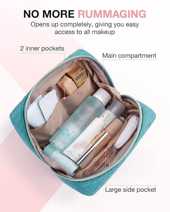 BAGSMART Small Makeup Bag, Travel Cosmetic Bag Make Up Pouch Small Travel Zipper Pouch,Water-resistant Toiletry Bag,Makeup Organizer Bag for Women, Blue