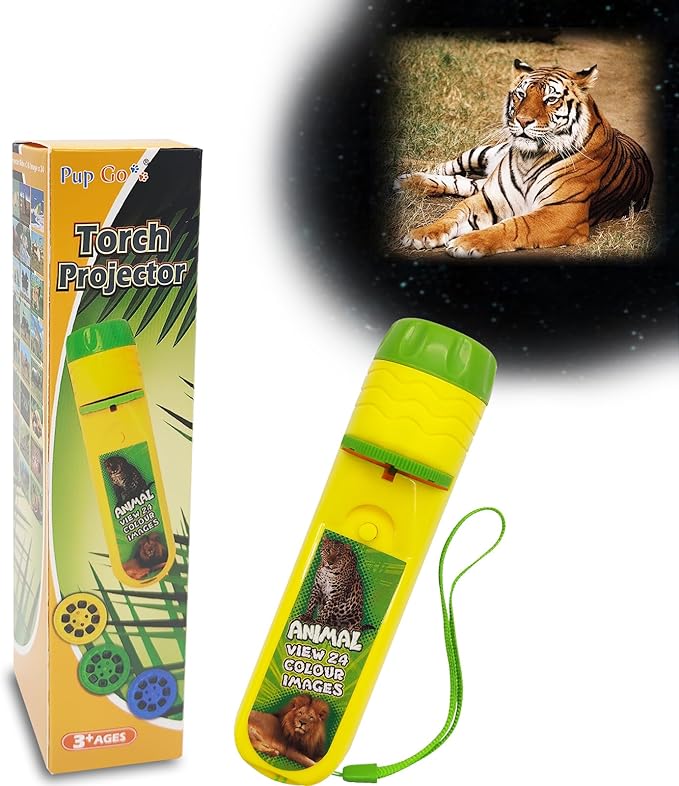 Pup Go Animal Projector Flashlight for Kids Ages 3+, 3 Discs 24 Images, Safari Animal Toys for Boys & Girls, Kid Wildlife Animals Night Light Projectort, Learning Animals Gifts for Toddler Children