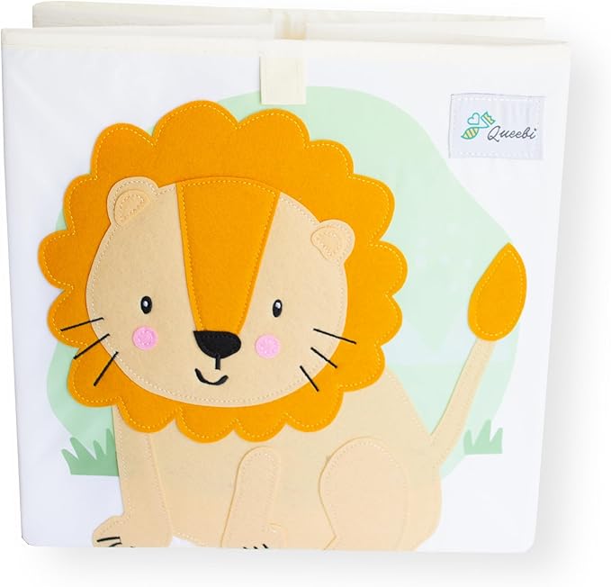 Queebi Storage Cube- Organizer for Nursery, Playroom, Bedroom, Closet. Foldable Box 13x13x13 inches. Children's Toy Box, Diaper Caddy, Clothing Basket, Book Bin, Baby Essentials & Gift (Lion)