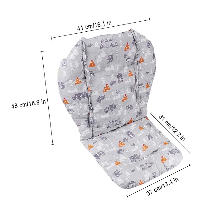 KRIZJUES Baby High Chair Cushion, Thick Pad for Wooden High Chair, Baby Dining Chair Liner Mat (Grey Forest)