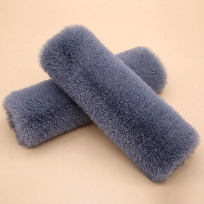 2-Pack Soft Plush Seatbelt Covers for Kids - Comfortable Seat Belt Cushion for Newborns - Car Seat/Stroller Strap Accessories - Enhanced Driving Comfort & Protection (Grey)