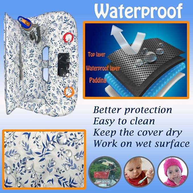 Shopping Cart Cover for Baby and Toddler, Waterproof Grocery Cart and High Chair Cover, Soft Padded Cart Cover for Babies, Universal Fit for Costco, Target and Restaurant High Chairs