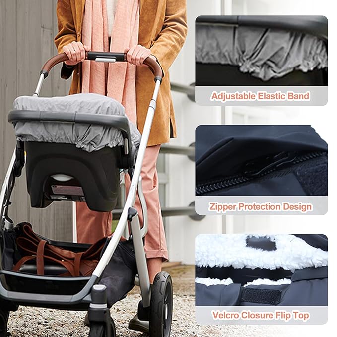 Winter Baby Car Seat Cover, Carseat Cover for Baby Seat or Stroller, Windproof Warm Infant Car seat for Newborn Keep Babies Warm Bunting Bag (Black)