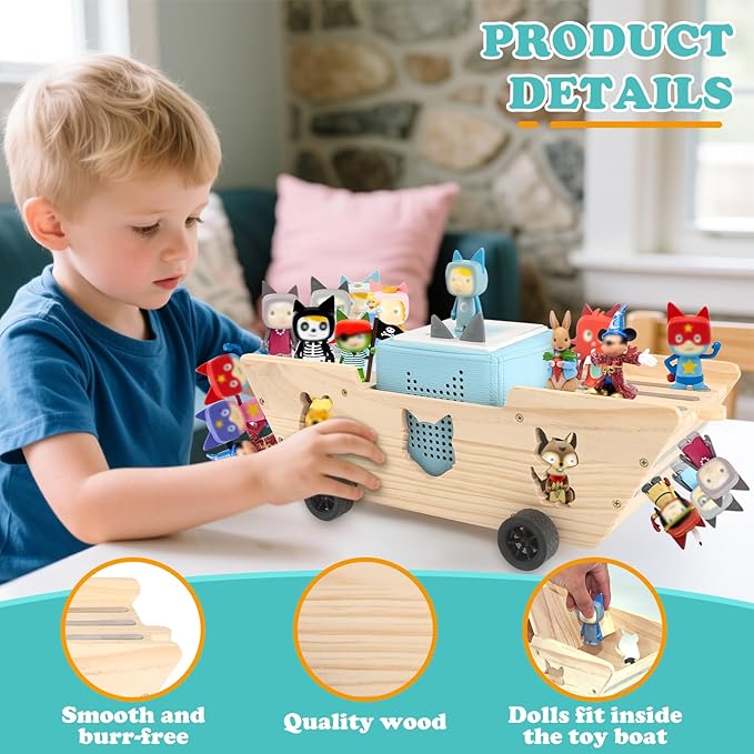 RZYLKA for Tonies Box Ship Organizer Storage Shelf, Magnetic Floating Shelves for Toniebox Generation 1/2 Player Tonies Figures Characters for Children, Display Collection 20~30 Characters