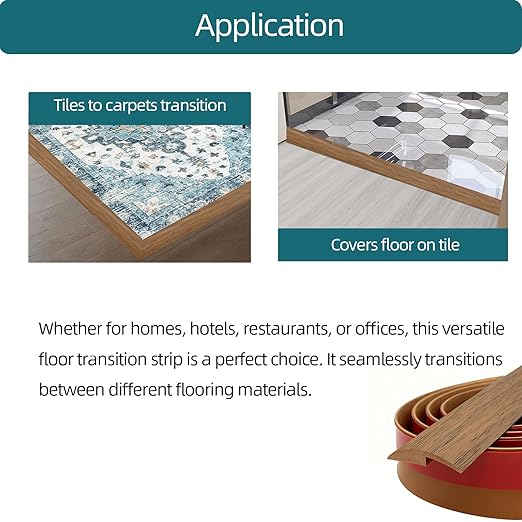 Tintvent Carpet Floor Transition Strip, Self-Adhesive Carpet to Tile Transition Edging Trim Suitable for Door Threshold/Wood Floor, Cover Height Within 5mm – Brown(20Ft)