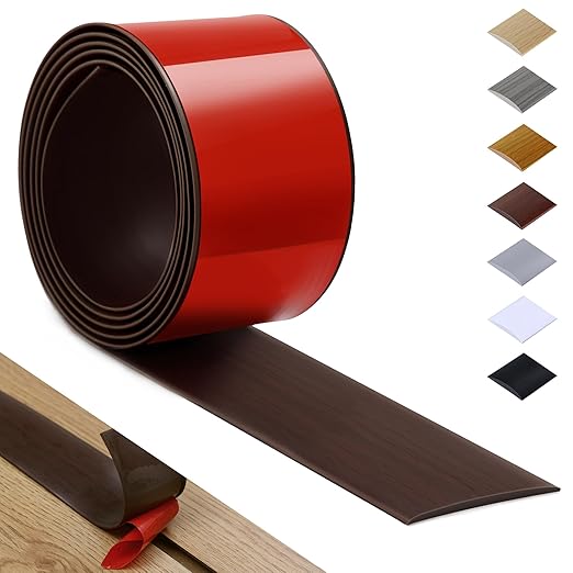 Bnell Floor Transition Strip Self Adhesive Vinyl Laminate Floor Cover Strip 3" Floor Flat Divider Strip for Joining Floor Gaps and Doorway Transitions (3.3Ft, Red Oak)