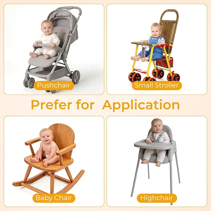 High Chair Straps, Universal Baby Safety Strap, Highchair Harness for Infant&Toddler's（Black）