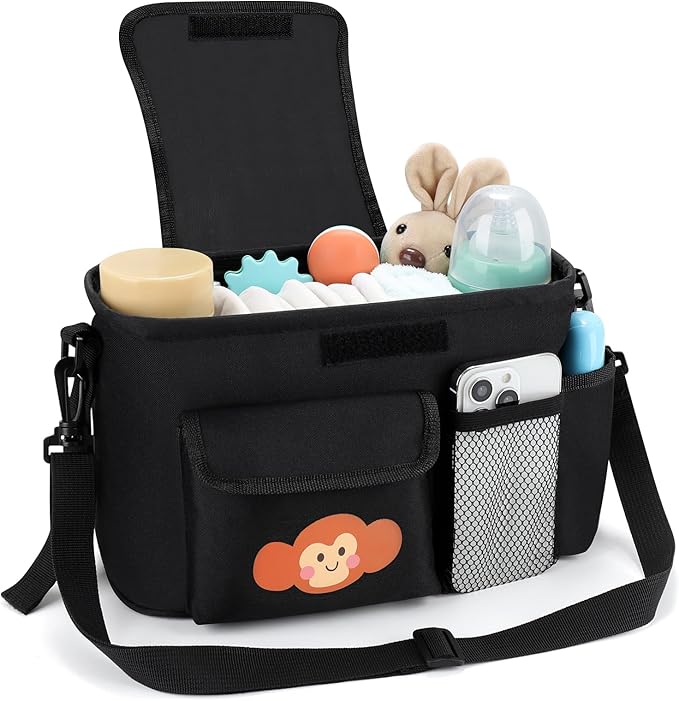 Accmor Universal Stroller Organizer with Cup Holder and Shoulder Strap, Stroller Bag Caddy Organizer Fits for Uppababy, Baby Jogger, Britax Strollers