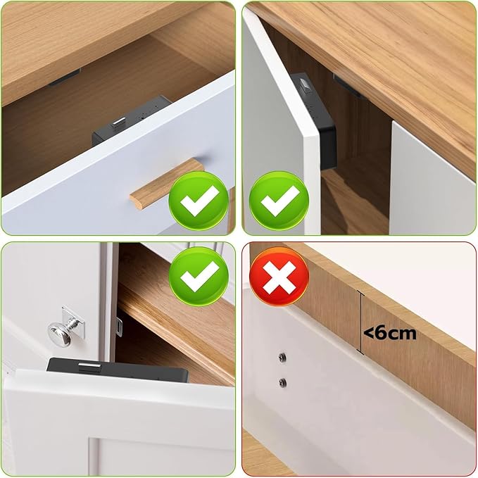 Cabinet Lock RFID Card NFC eLinkSmart Hidden Drawer Lock for Girls Women Cupboard Door Kitchen Pantry Furniture Support Phone or Watch App No Drilling Required Pink