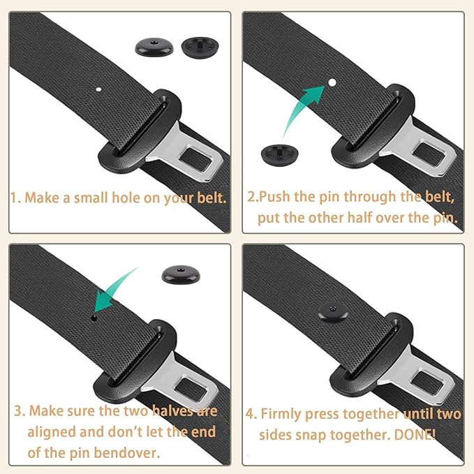 5 Sets Universal Seatbelt Stopper Kit, Snap-on Seat Belt Button Stopper Plastic Seatbelt Buckle Stopper Button Prevent Seatbelt Clip from Sliding Down No Welding Required(Black)