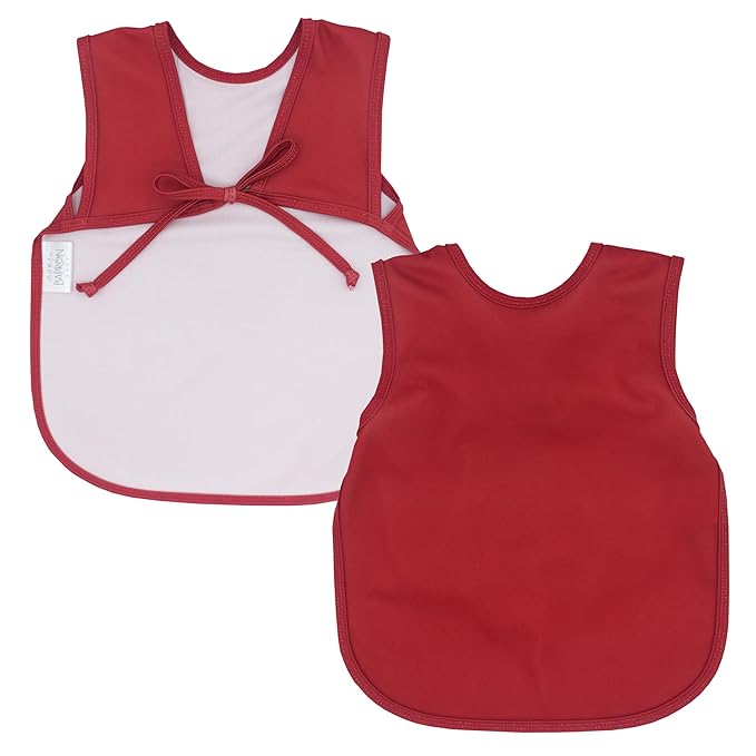 BapronBaby Minimalist Cranberry Bapron - No Neck Tie Safer Bib for Baby & Toddler - Soft Waterproof Stain Resistant - Machine Washable - Sz Baby/Toddler 6m-3T